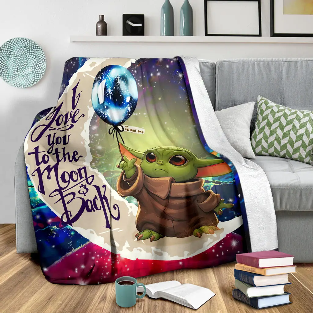 Baby Yoda Love You To The Moon Galaxy Blanket