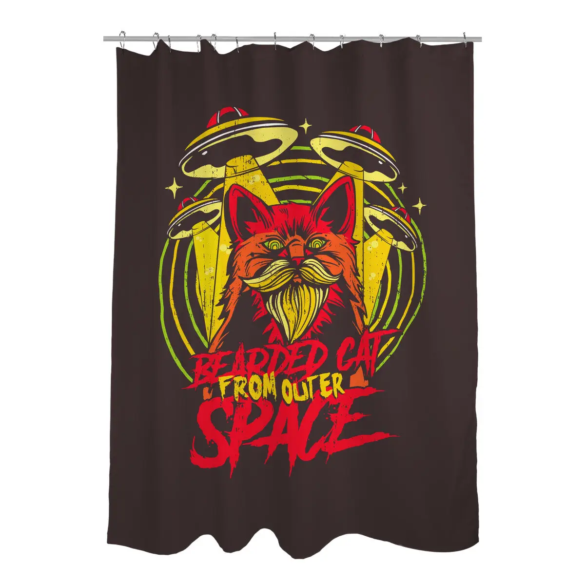 Bearded Cat From Outer Space Shower Curtains