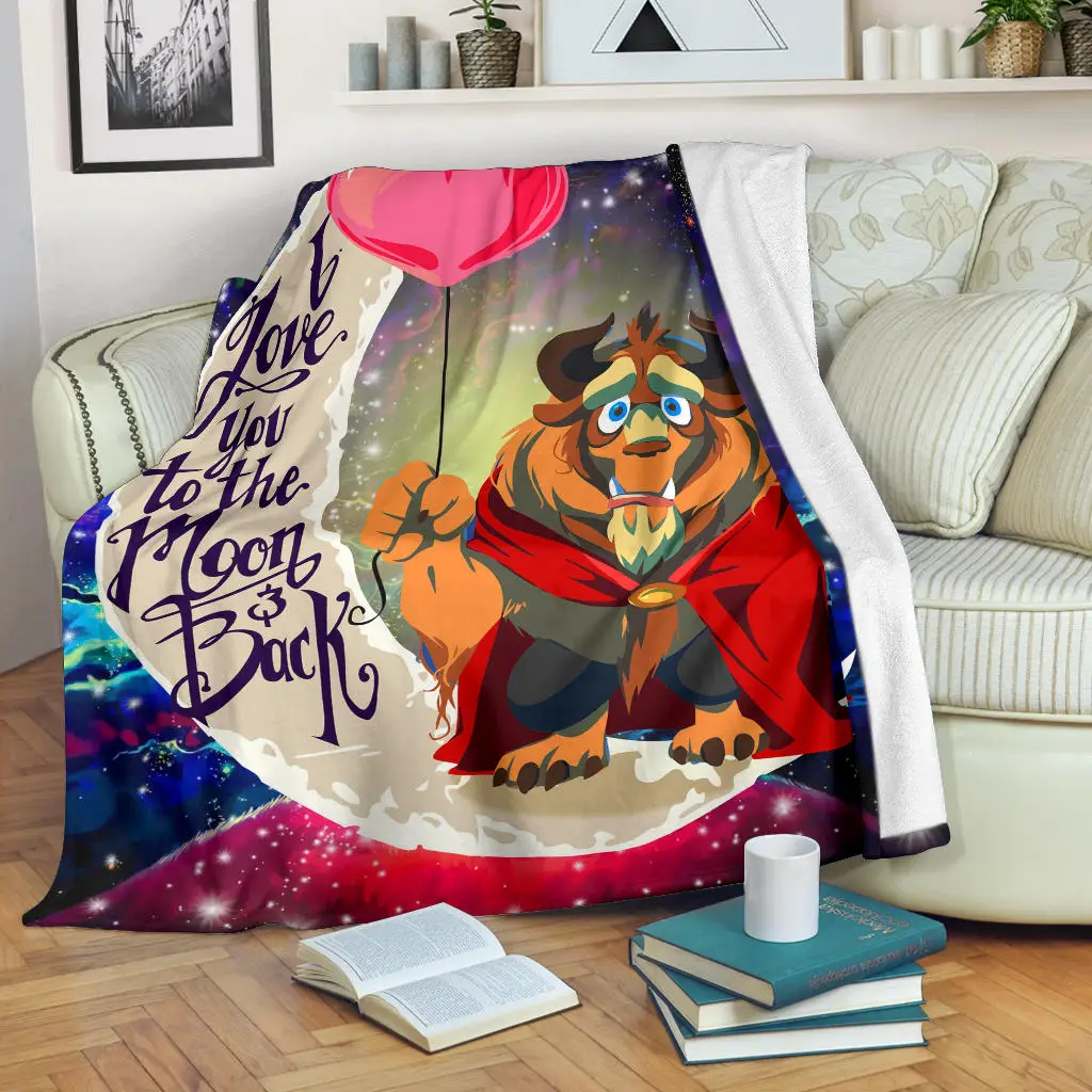 Beauty And The Beast Love You To The Moon Galaxy Blanket