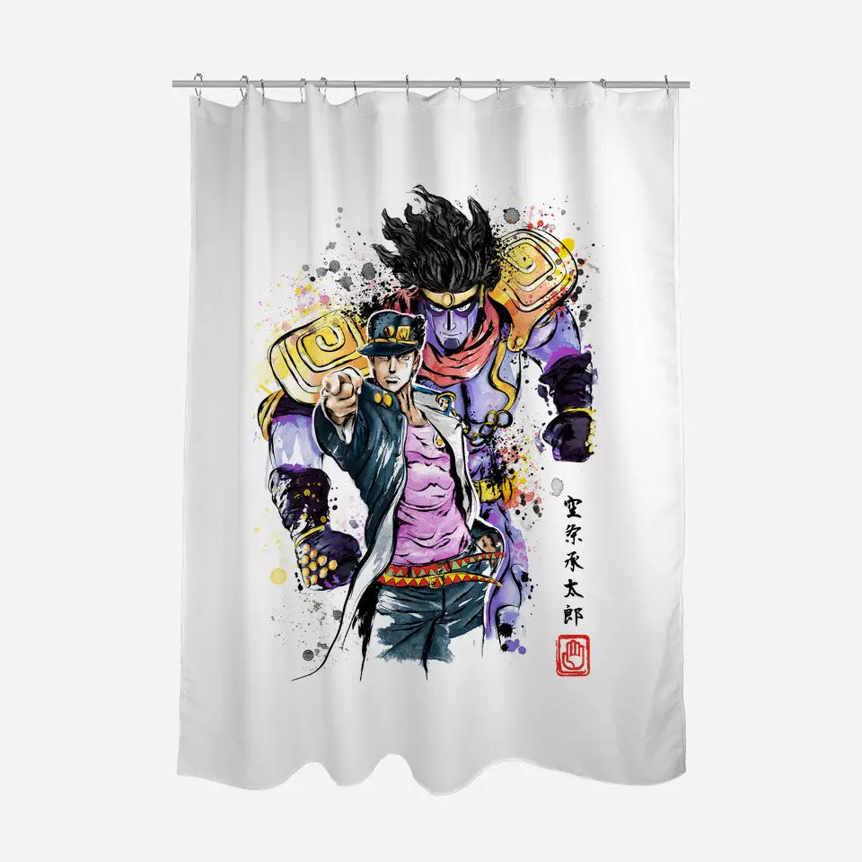 Bizarre Adventure Watercolor Shower Curtains