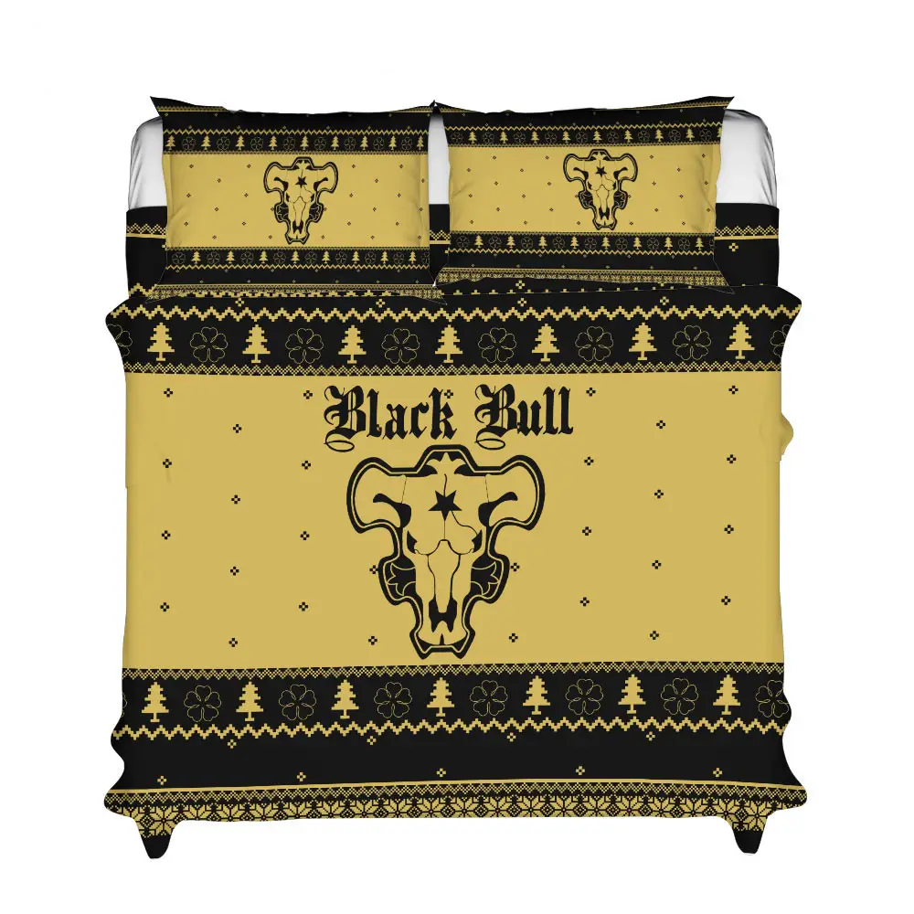 Black Bull Xmas Polyester Duvet Cover Set