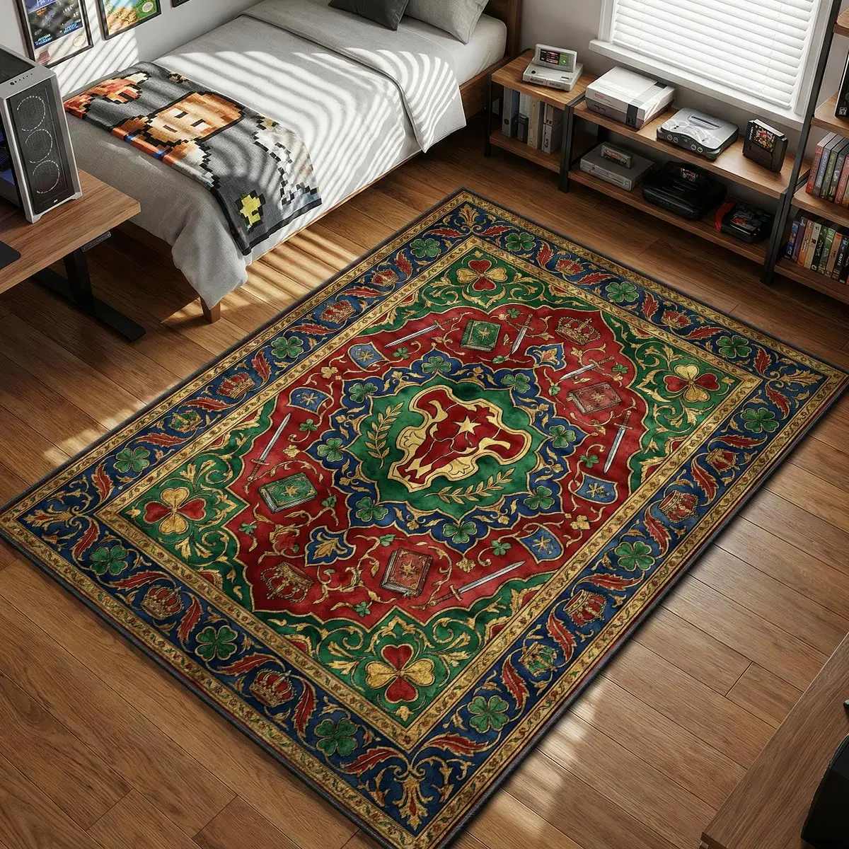 Black Bulls Royal Crest Rug - Black Clover Chair Mat
