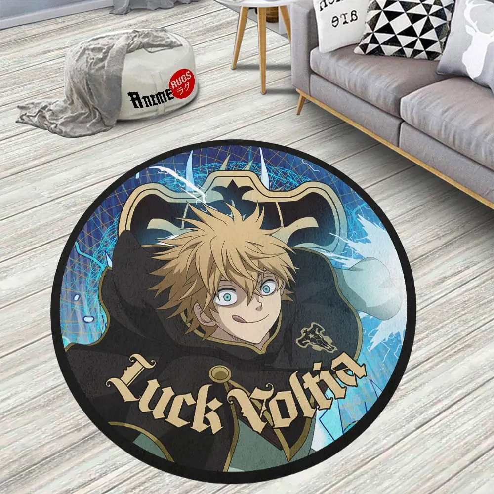 Black Clover Luck Voltia Skid-Proof Round Rug