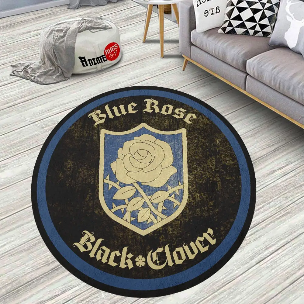 Black Clover Squads Blue Rose Skid-Proof Round Rug