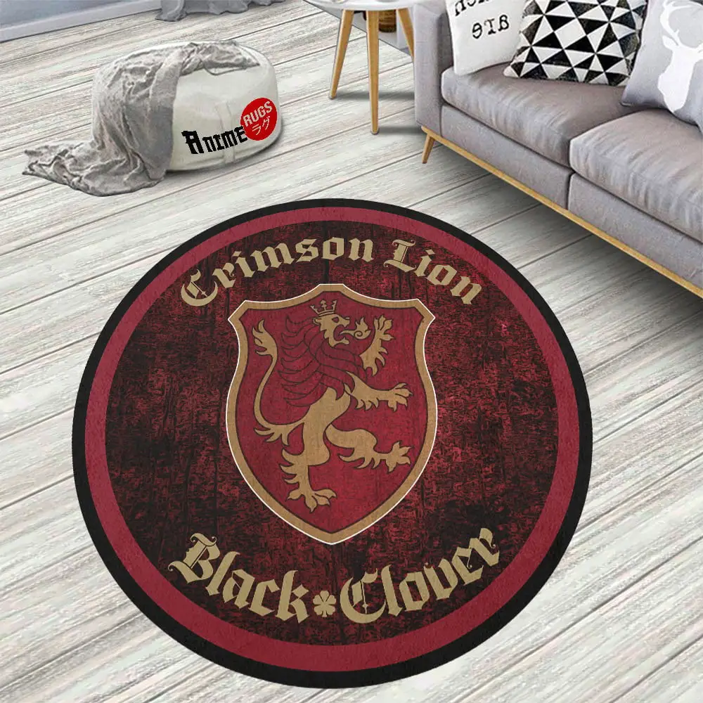 Black Clover Squads Crimson Lion Skid-Proof Round Rug
