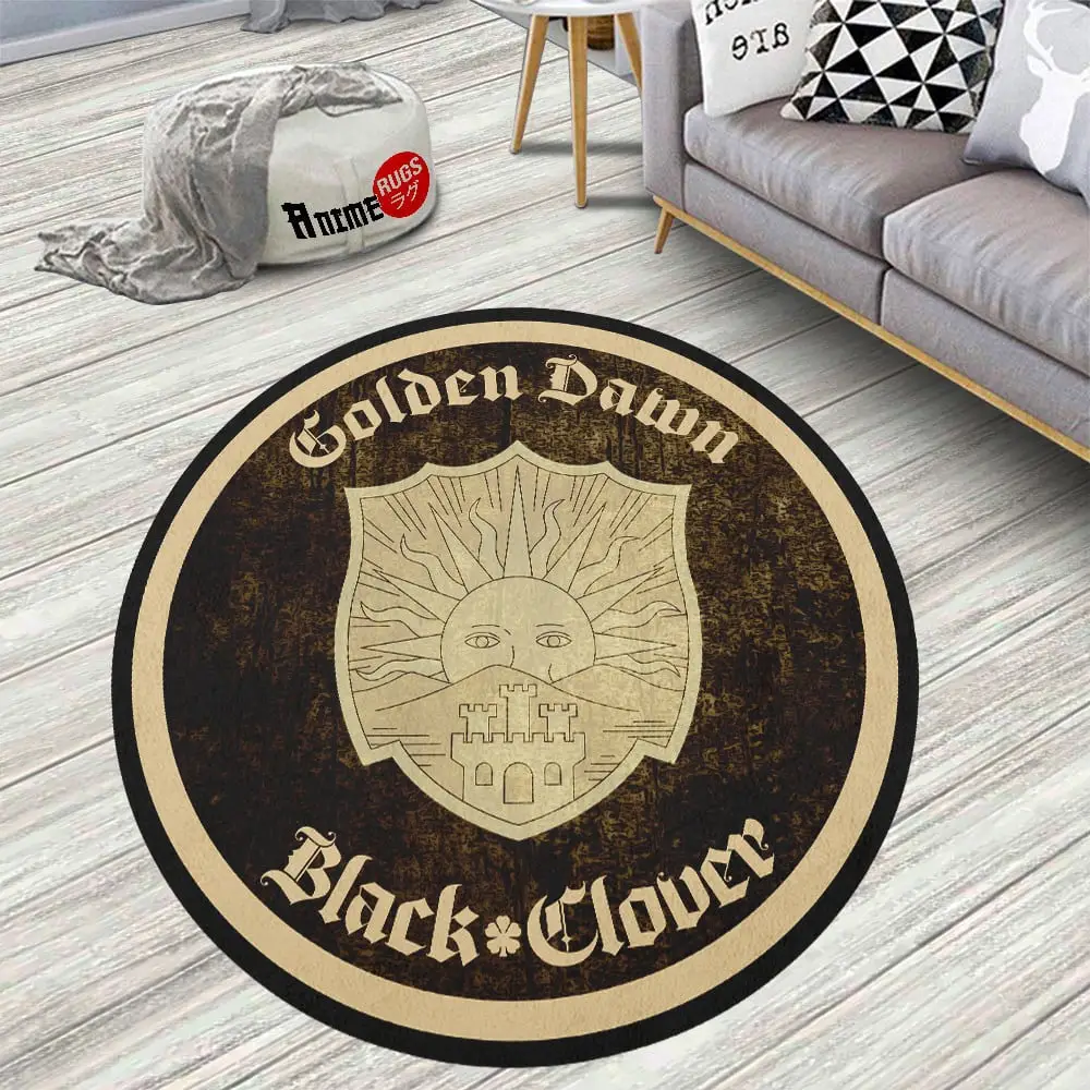 Black Clover Squads Golden Dawn Skid-Proof Round Rug