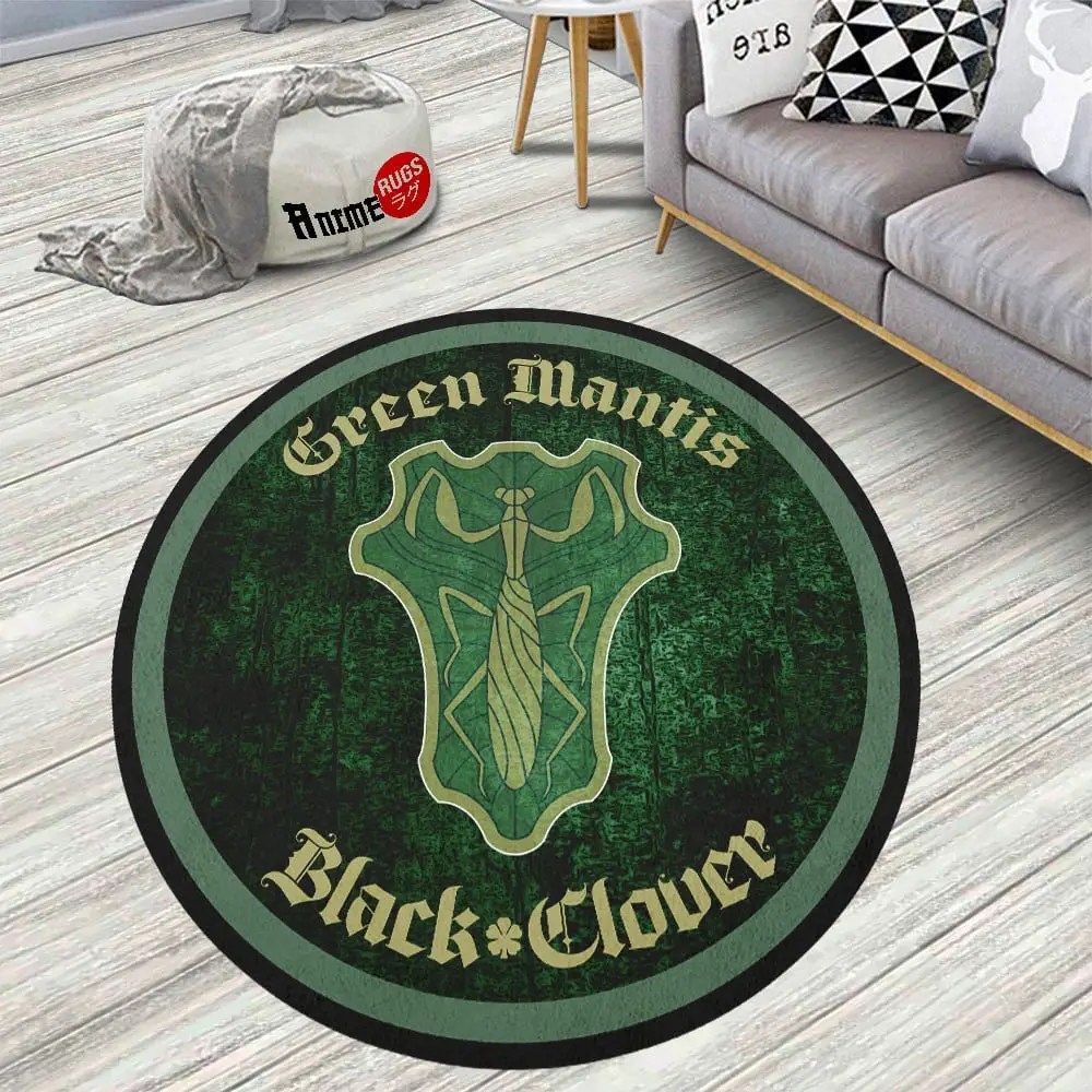 Black Clover Squads Green Mantis Skid-Proof Round Rug