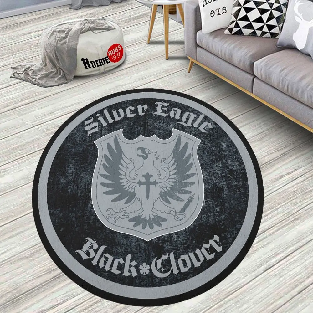 Black Clover Squads Silver Eagle Skid-Proof Round Rug
