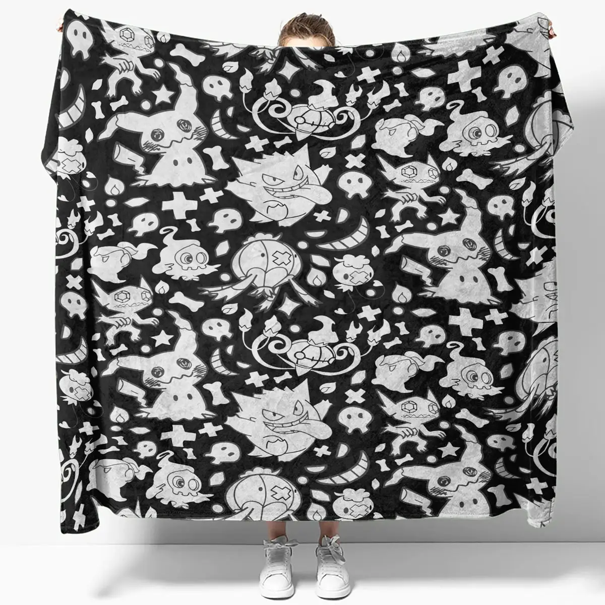 Black Ghost Pokemon Pattern Quilt Blanket - Anime Comforts – Cozy Anime Bedding, Blankets & Home Essentials