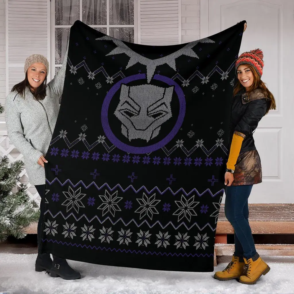 Black Panther Ugly Christmas Custom Blanket Home Decor