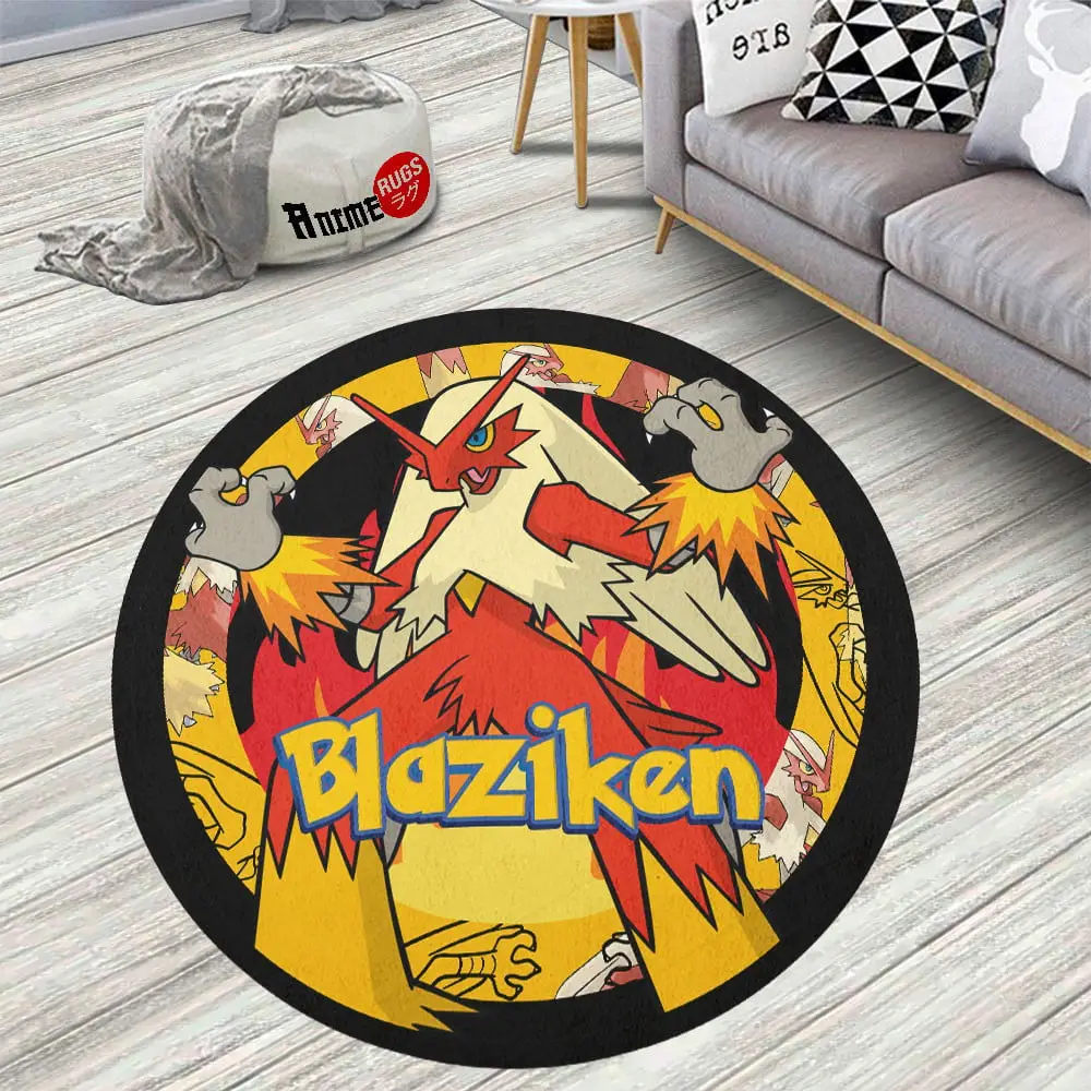 Blaziken Skid-Proof Round Rug