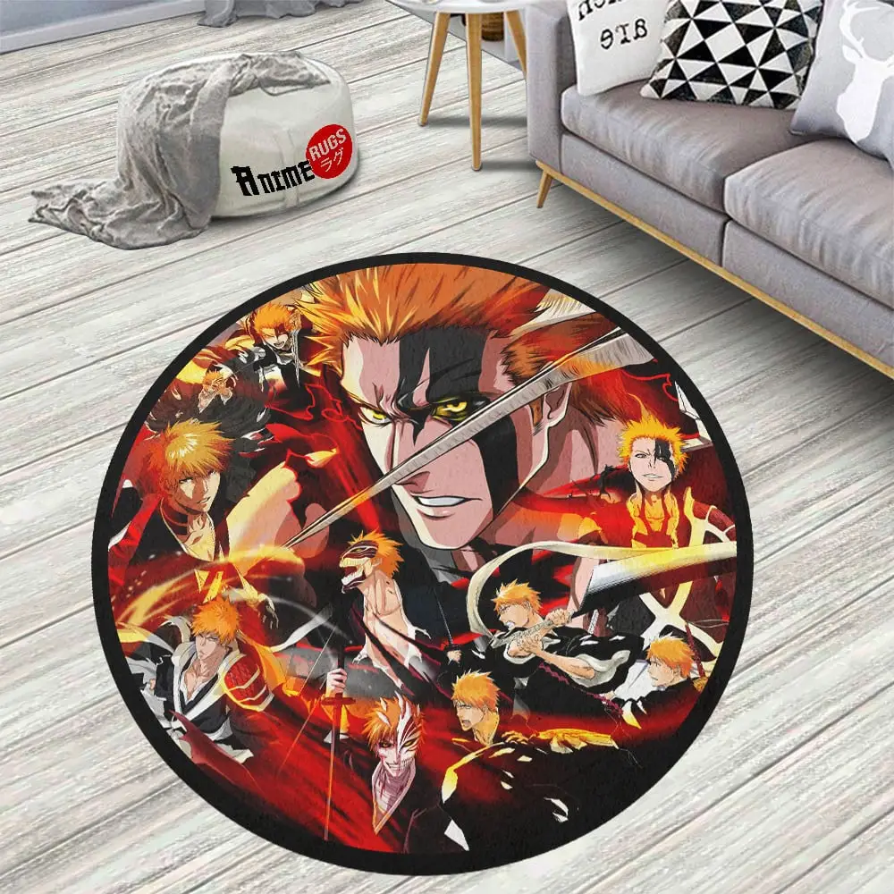 Bleach Ichigo Kurosaki Skid-Proof Round Rug
