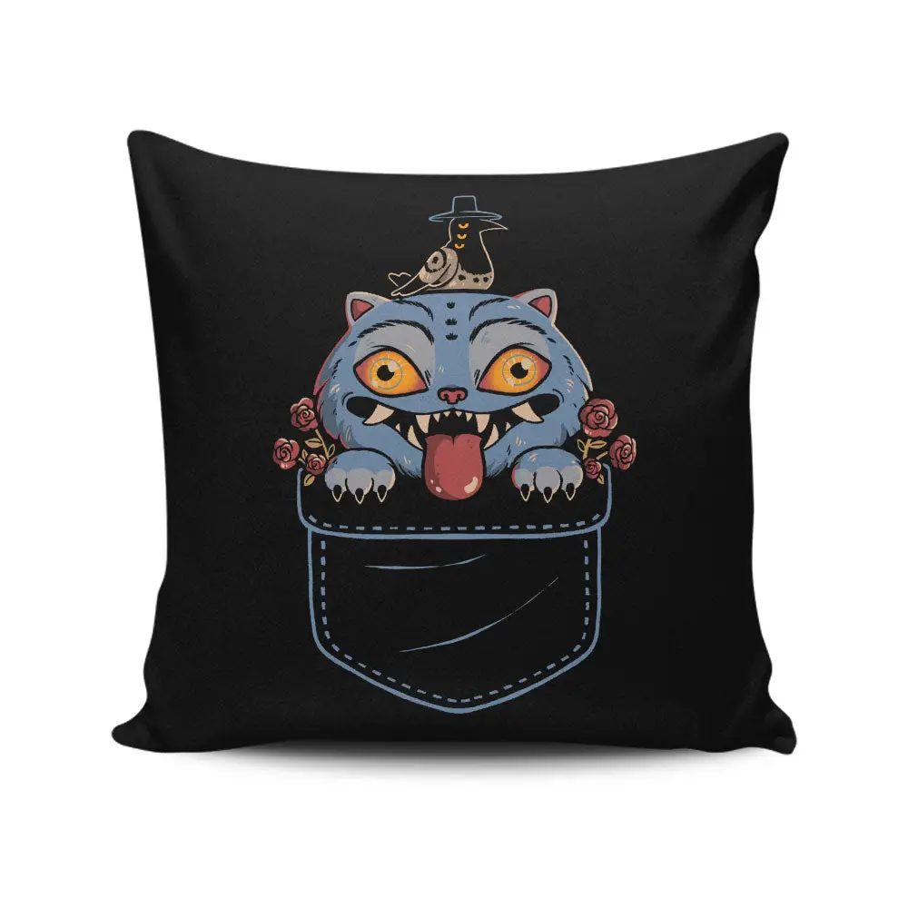 Blue Tiger Pocket - Throw Pillow