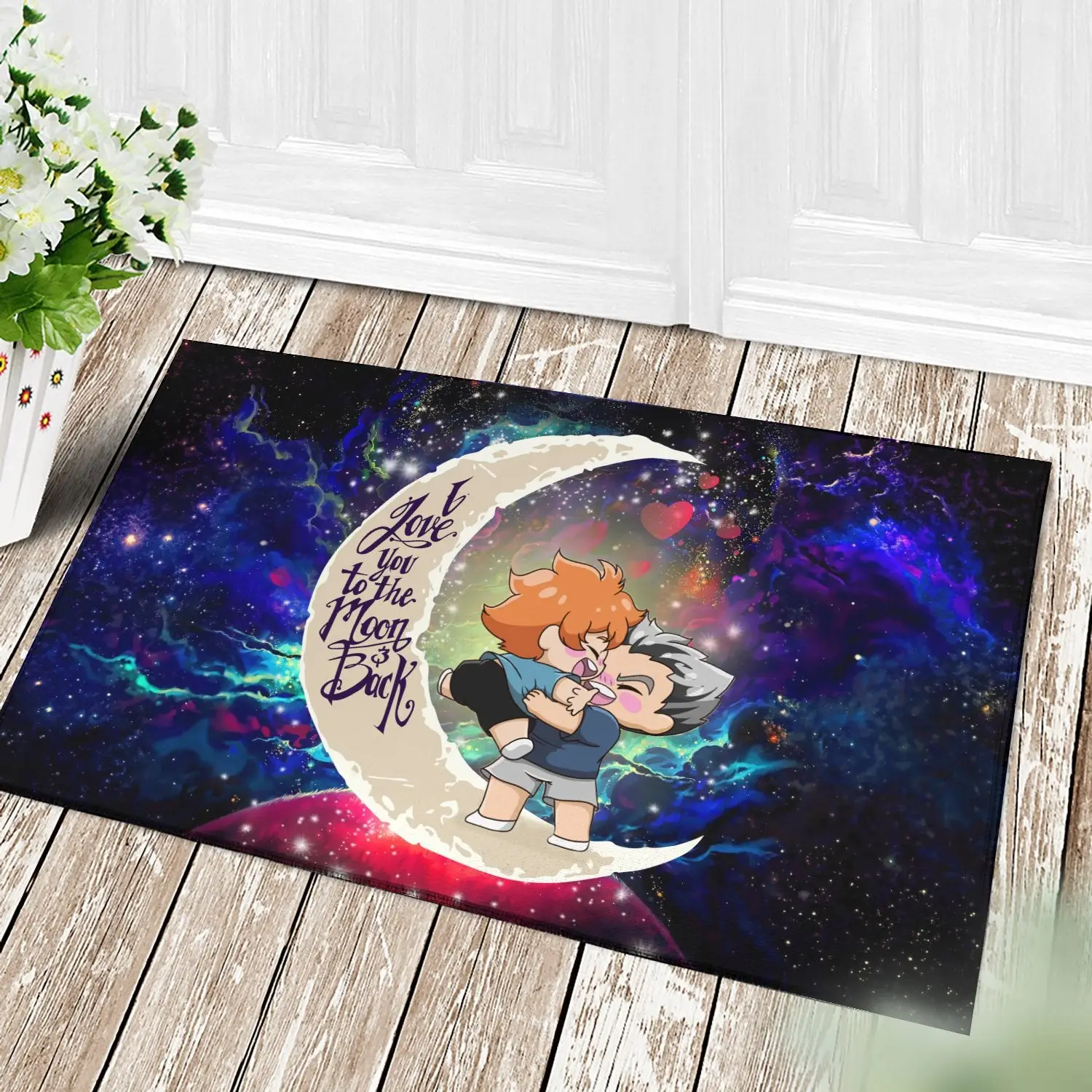 Bokuhina Love You To The Moon Galaxy Back Doormat Home Decor