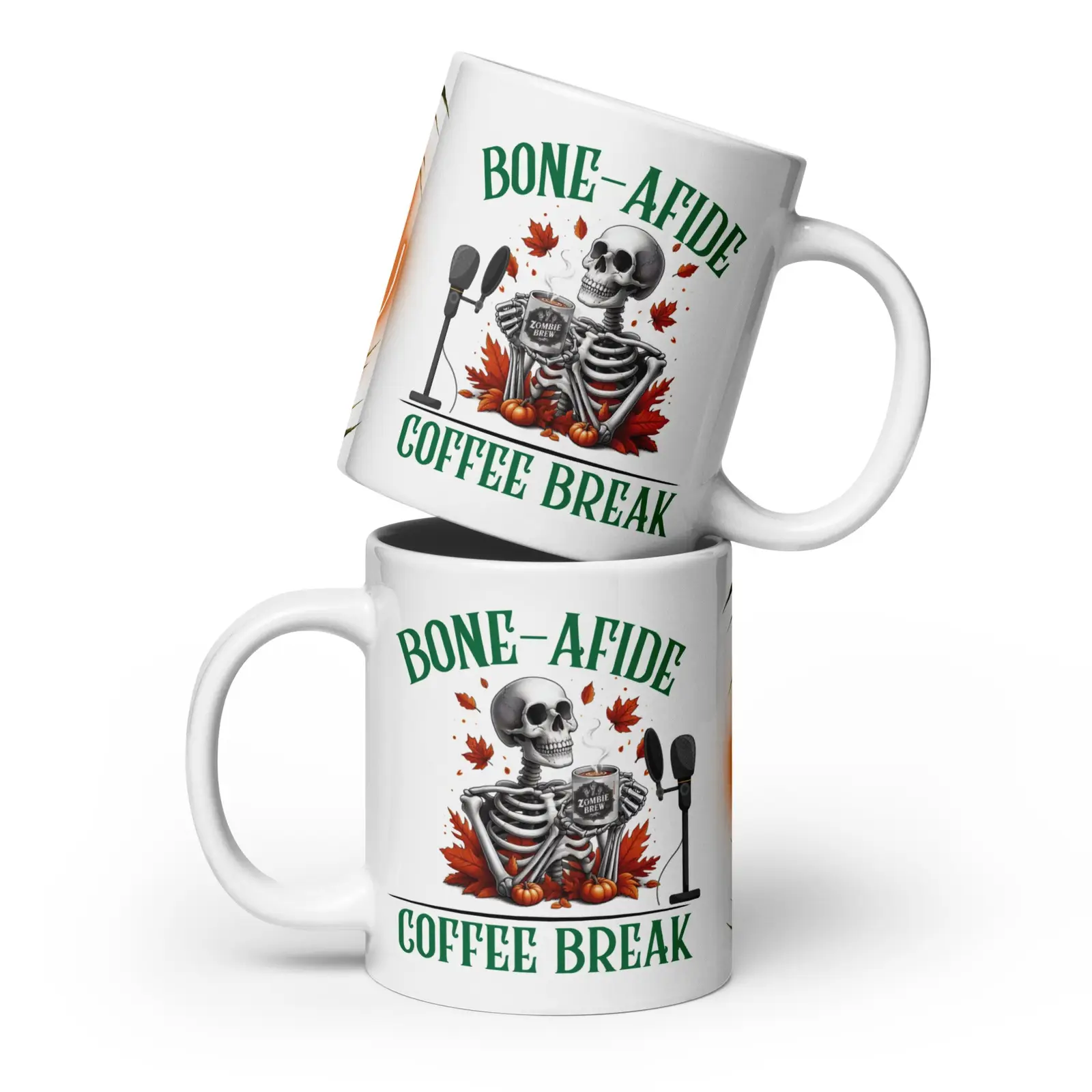 BON-AFIDE SKELETONS COFFEE BREAK: Classic Ceramic White Glossy Mug