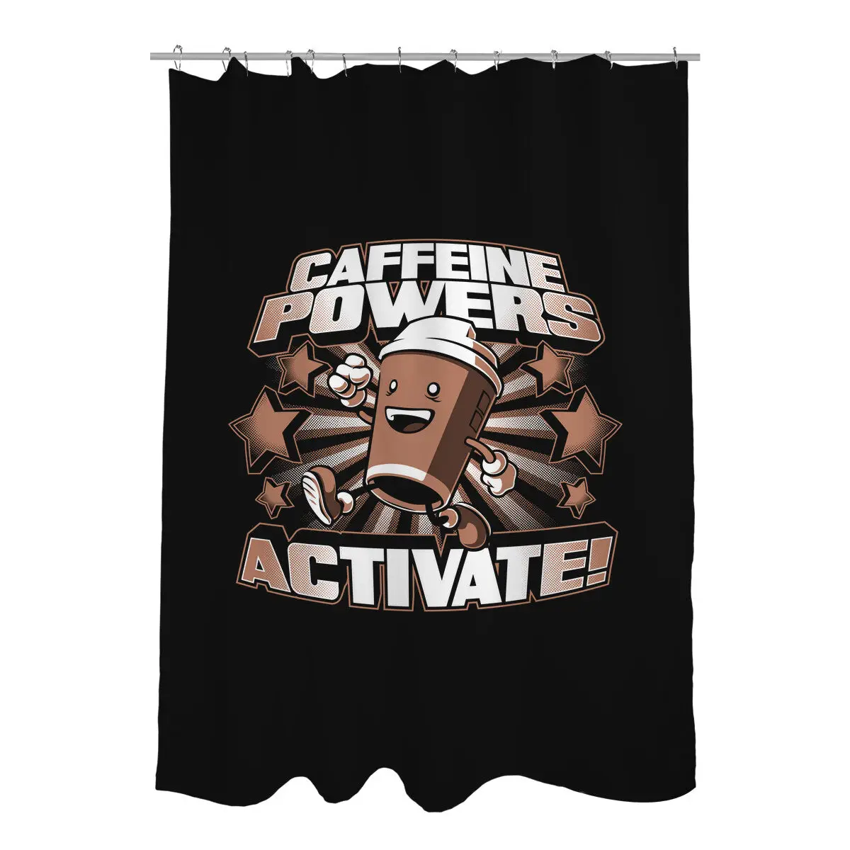 Caffeine Powers, Activate! Shower Curtains