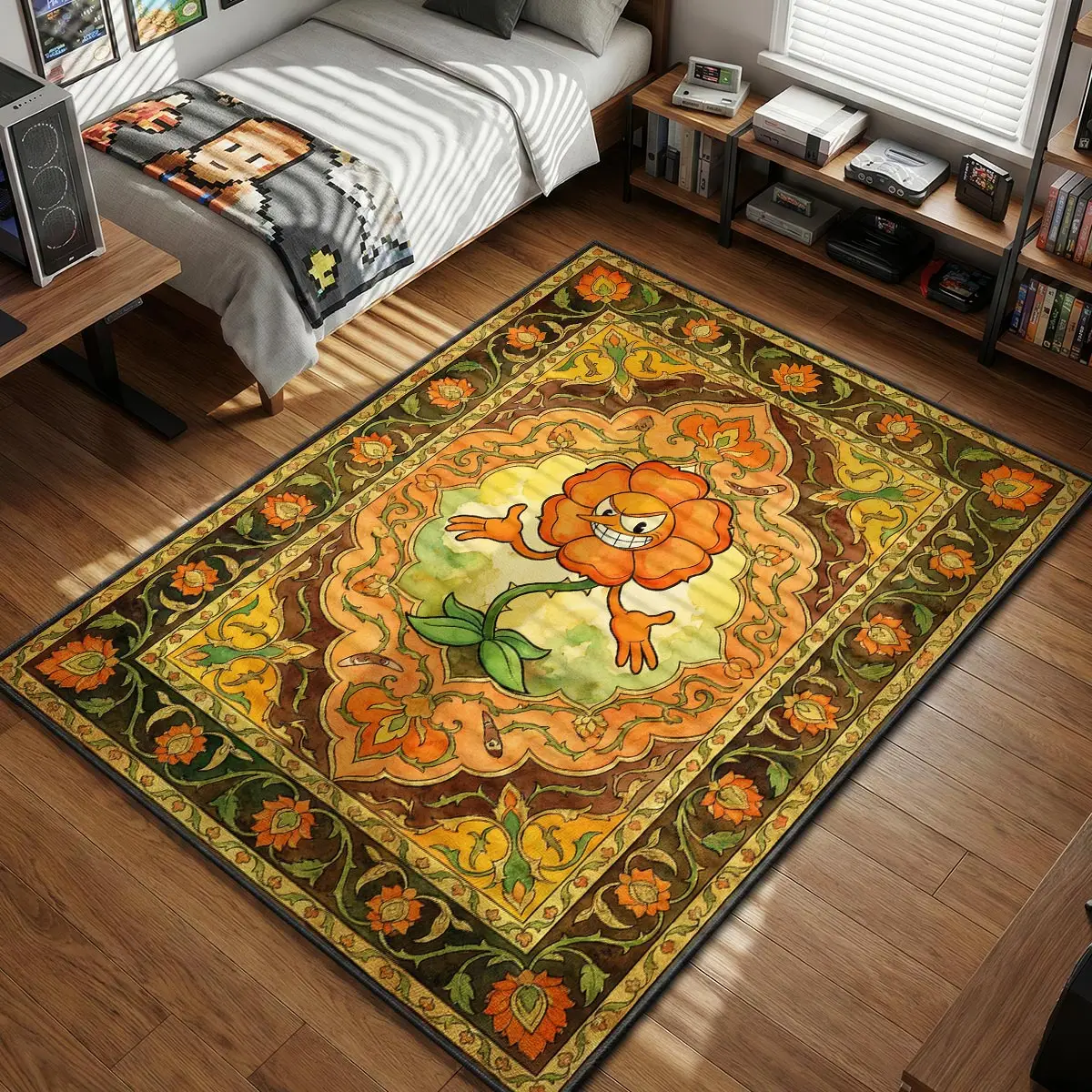 Cagney Carnation Floral Fury Rug - Cuphead Chair Mat