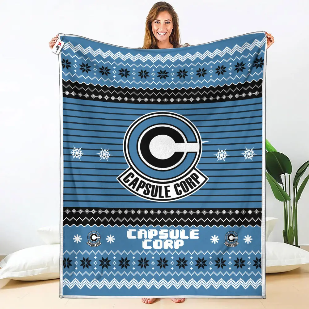 Capsule Corp Blanket Ugly Christmas Symbol Anime