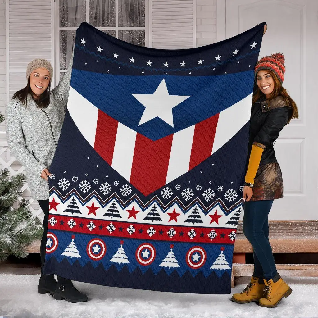 Captain America Ugly Christmas Custom Blanket Home Decor