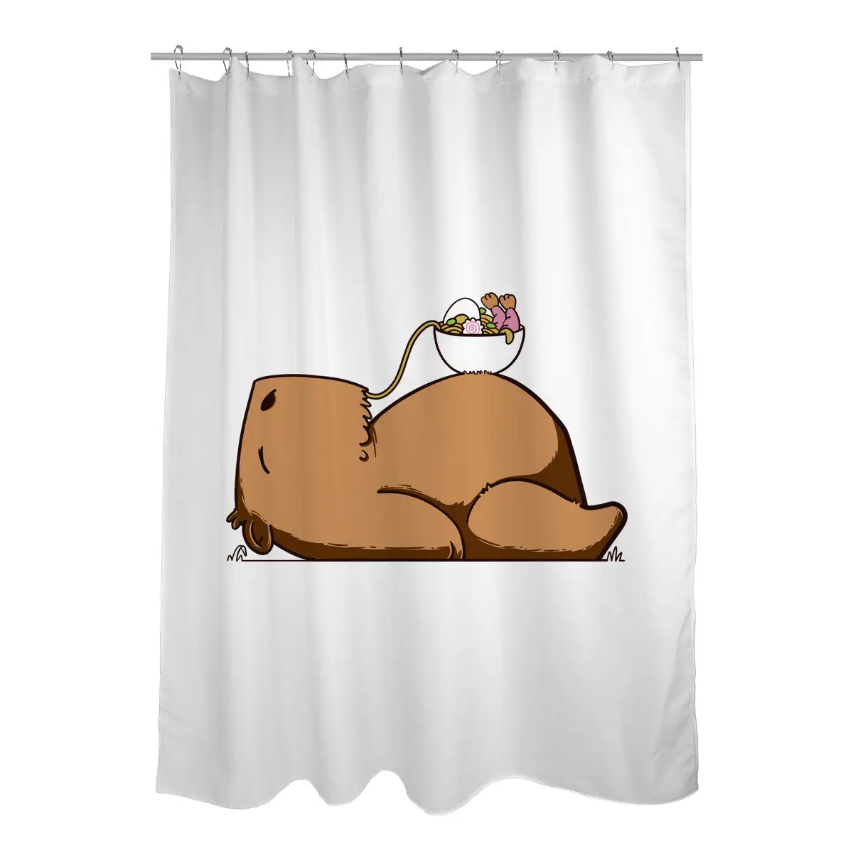 Capy Ramen Shower Curtains