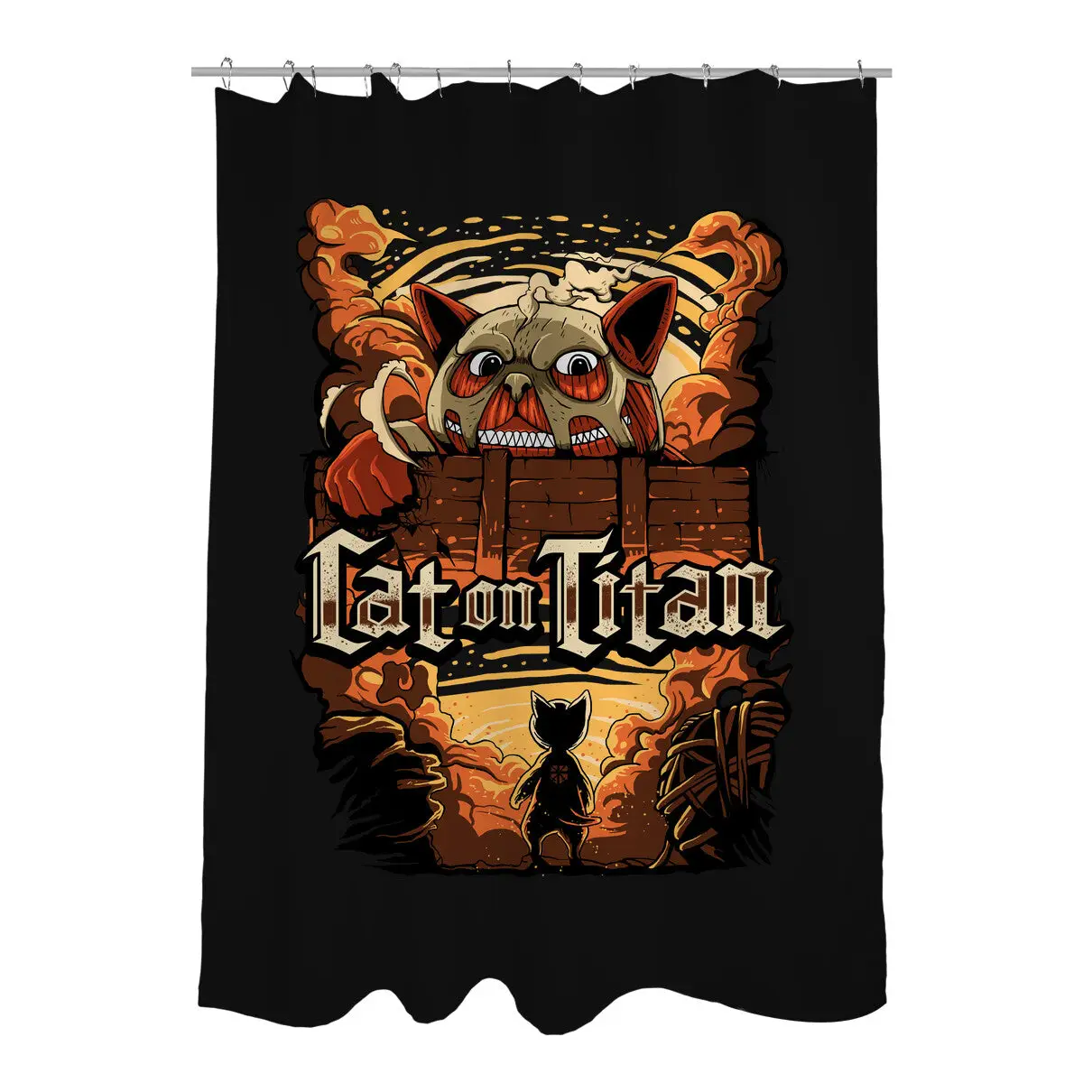 Cat on Titan Shower Curtains