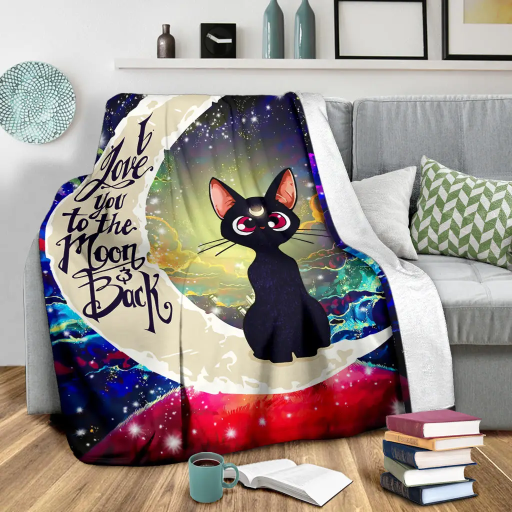 Cat Sailor Moon Love You To The Moon And Back Galaxy Blanket