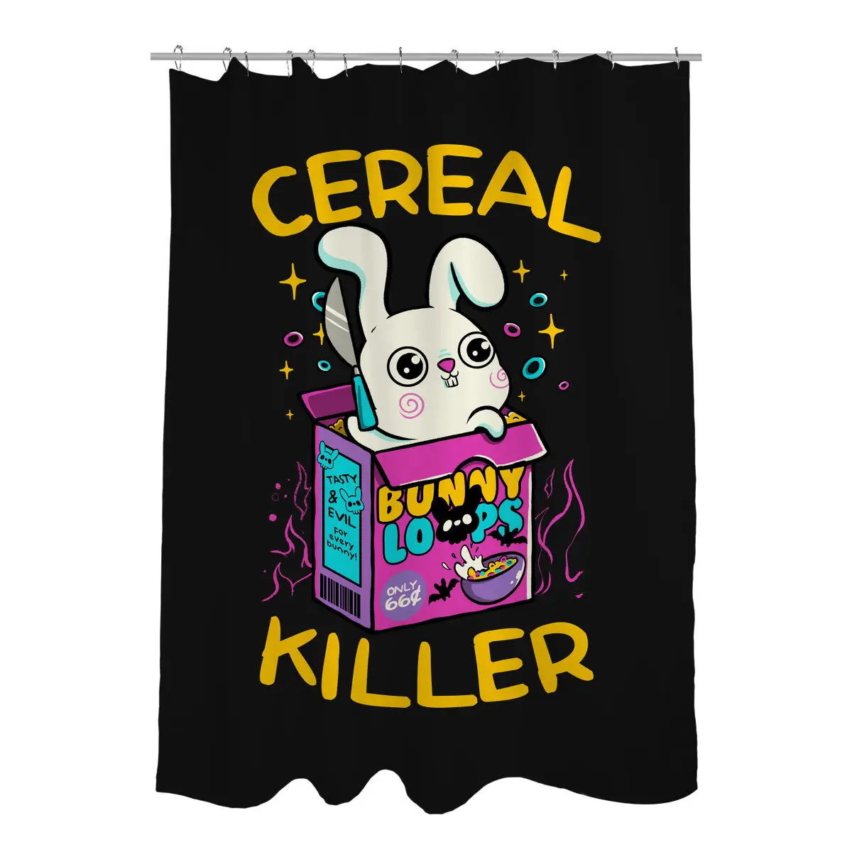 Cereal Killer Psycho Bunny Shower Curtains