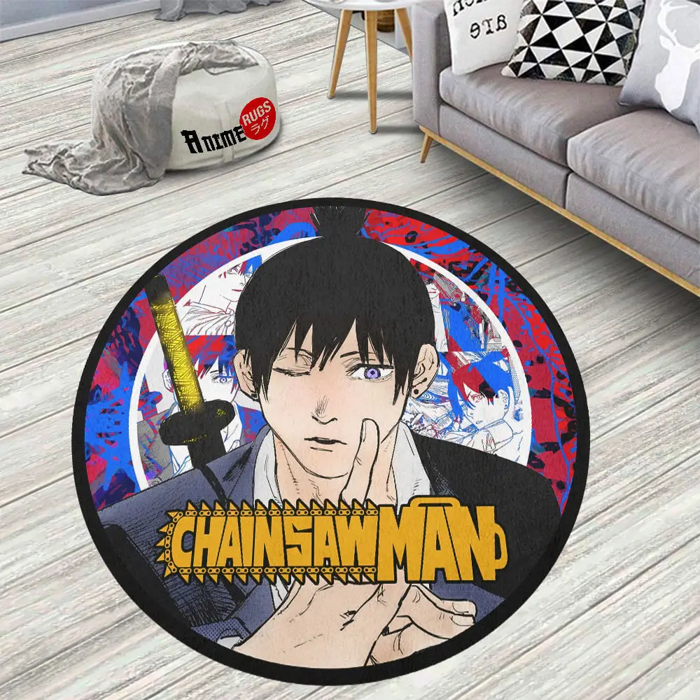 Chainsaw Man Aki Hayakawa Skid-Proof Round Rug