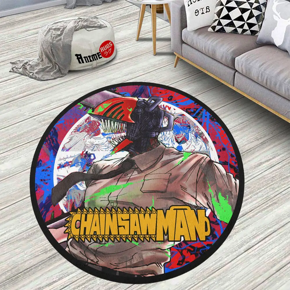 Chainsaw Man Denji Chainsaw Man Skid-Proof Round Rug