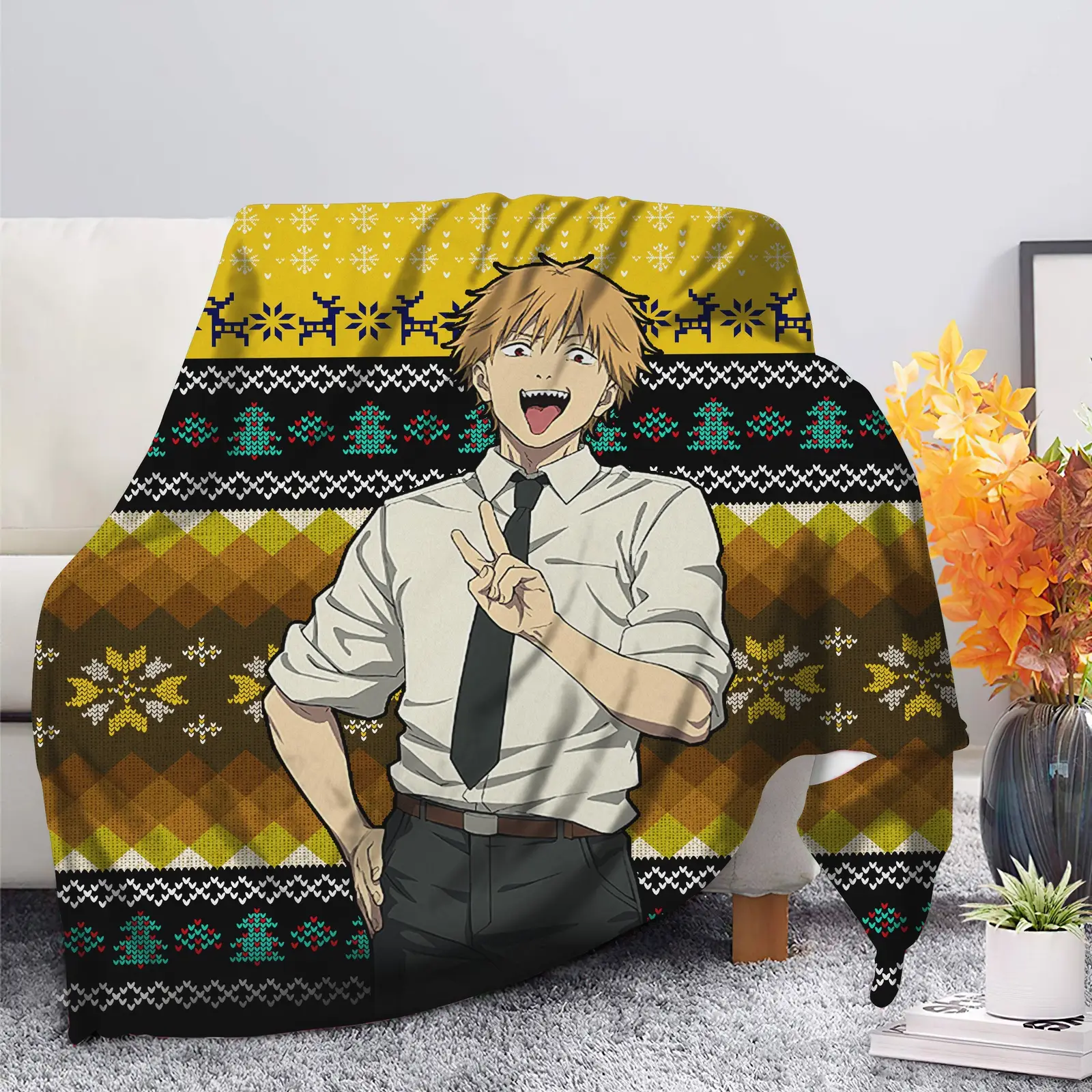 Chainsaw Man Denji Christmas Blanket