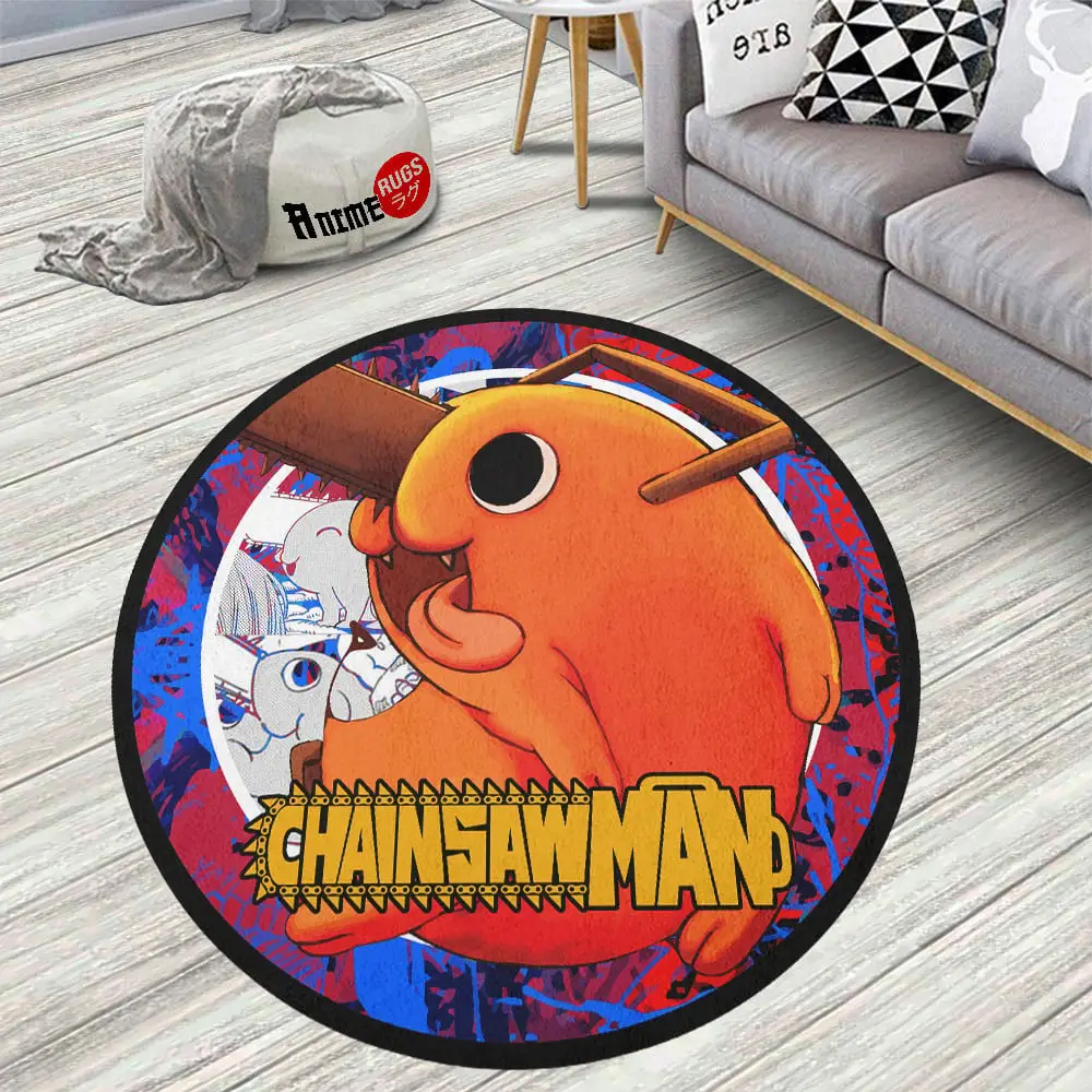 Chainsaw Man Pochita Skid-Proof Round Rug