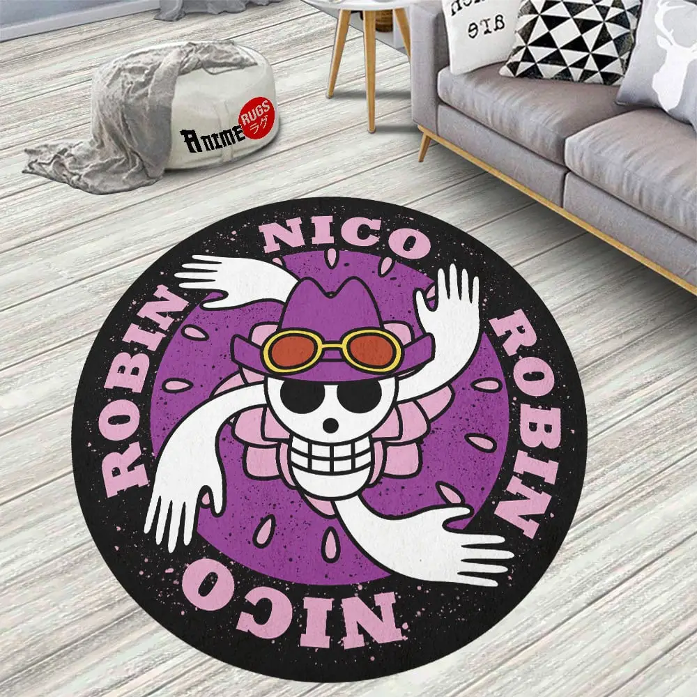 Character Symbol Nico Robin Skid-Proof Round Rug
