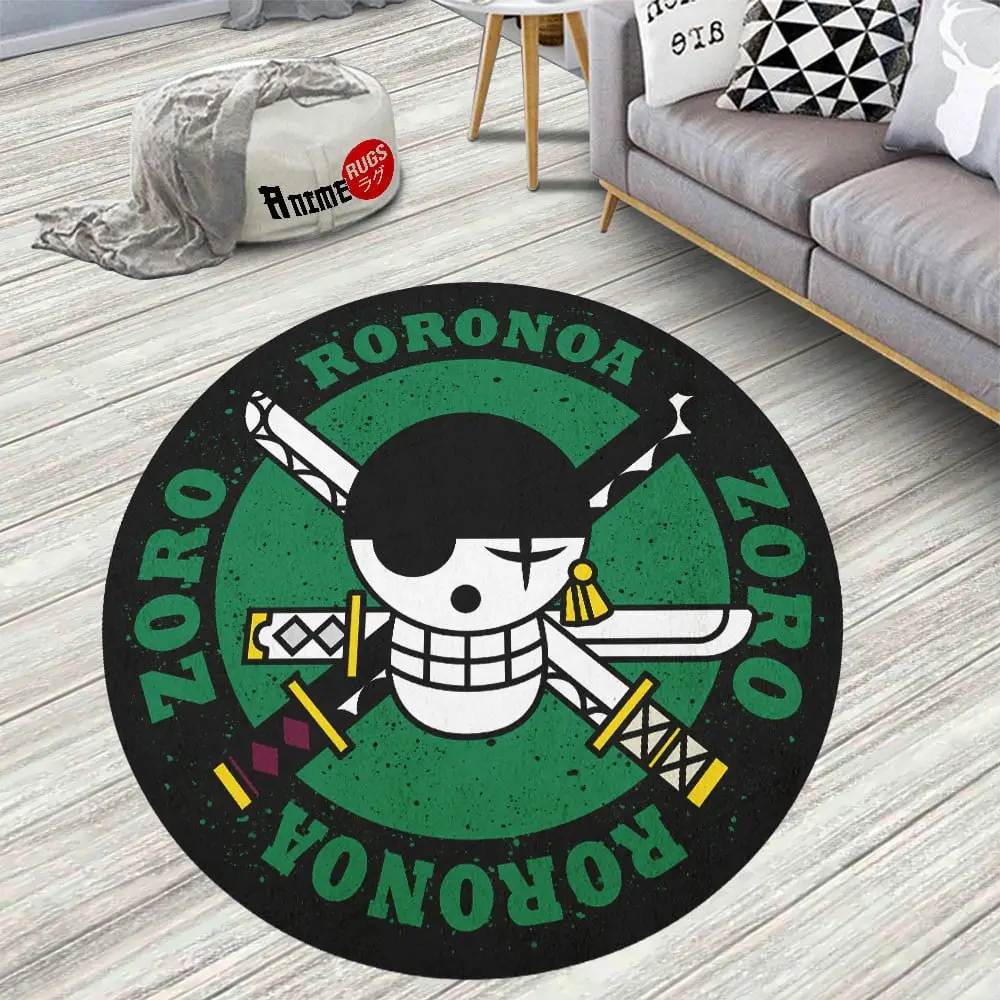 Character Symbol Roronoa Zoro Skid-Proof Round Rug