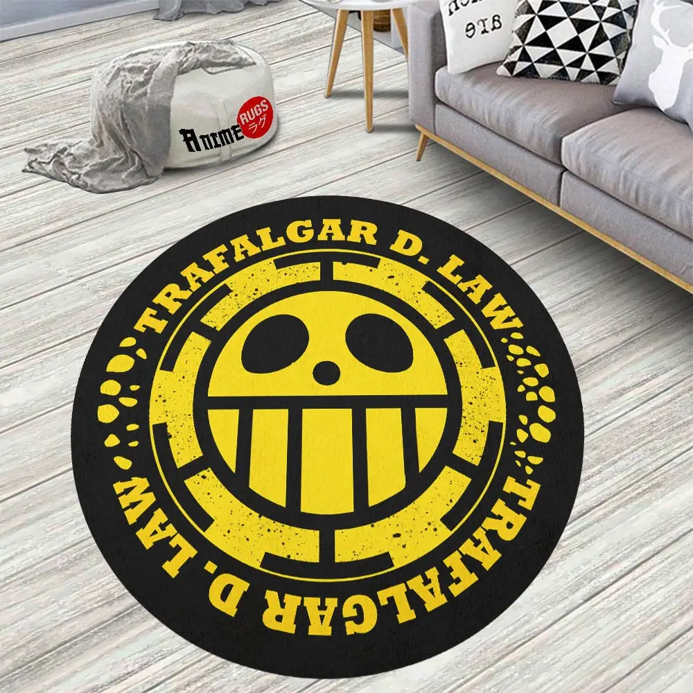 Character Symbol Trafalgar D Law Skid-Proof Round Rug