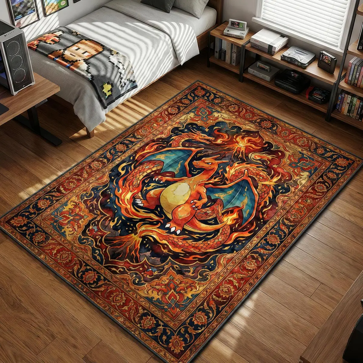 Charizard Dragon Flame Rug - Pokemon Chair Mat