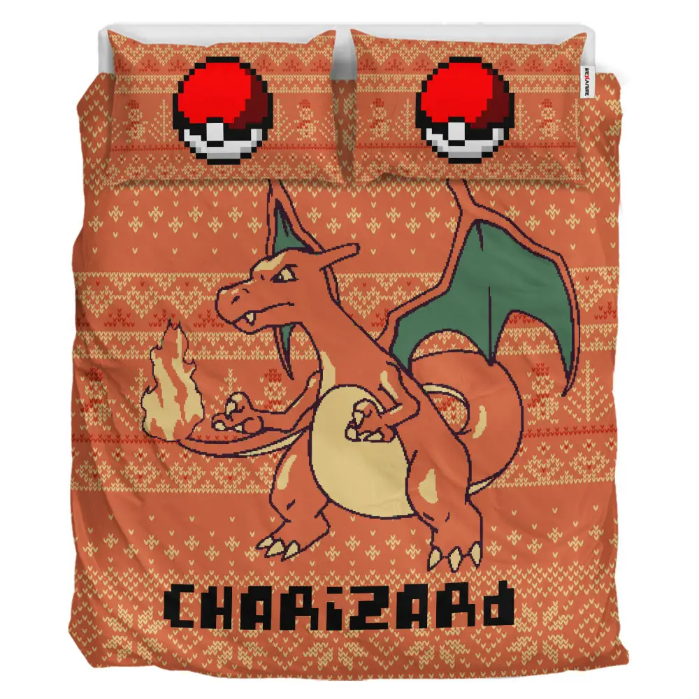 Charizard Xmas Polyester Duvet Cover Set