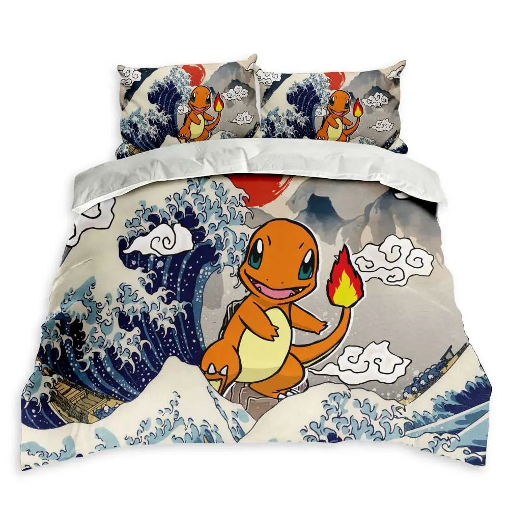 Charmander Bedding Set Kanagawa Great Wave Custom