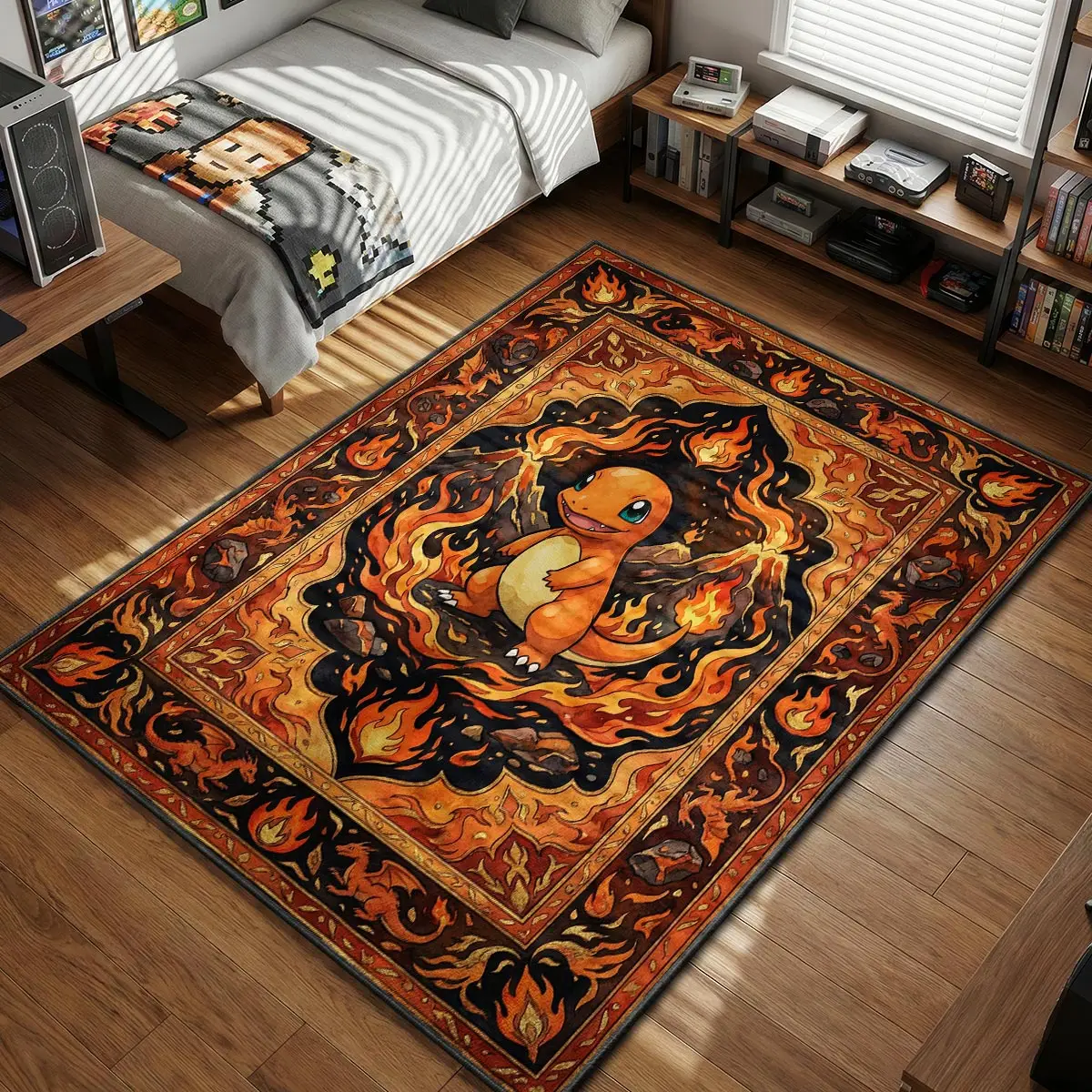 Charmander Vintage Flame Rug - Pokemon Chair Mat