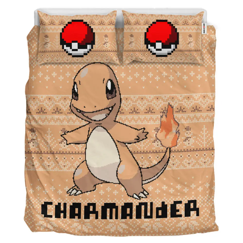 Charmander Xmas Polyester Duvet Cover Set