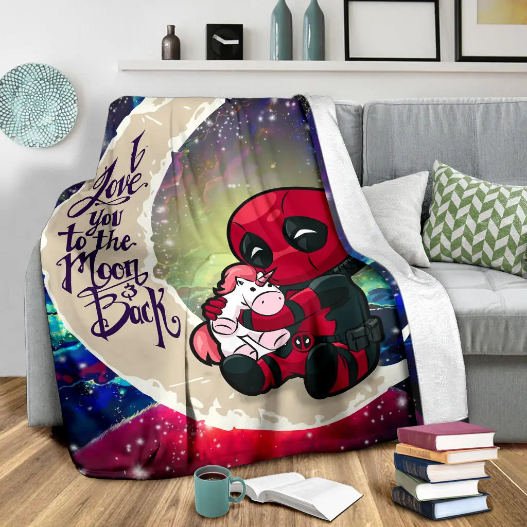 Chibi Deadpool Unicorn Toy Love You To The Moon Galaxy Blanket
