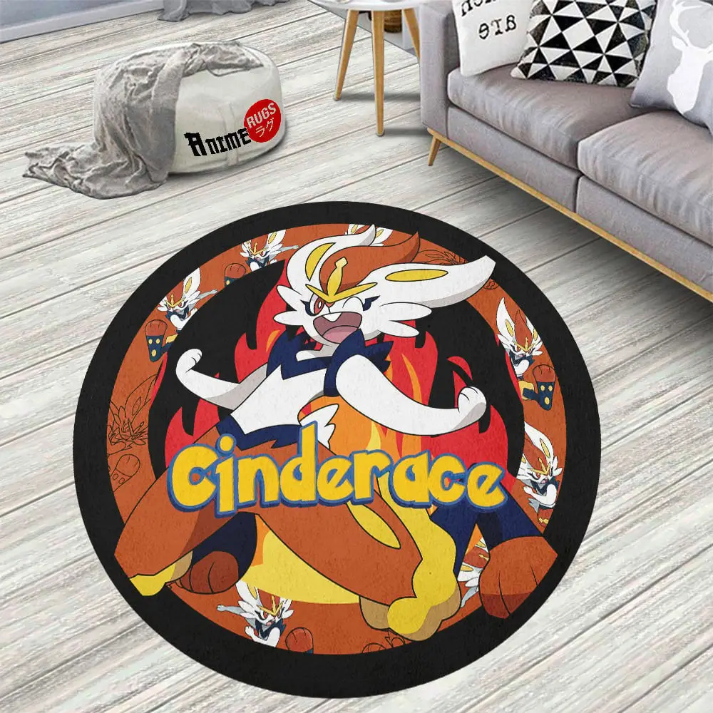 Cinderace Skid-Proof Round Rug