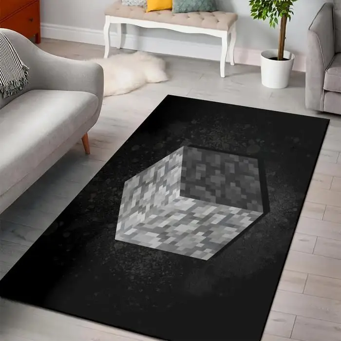 Cobblestone Minecraft Bedroom Area Rug Design