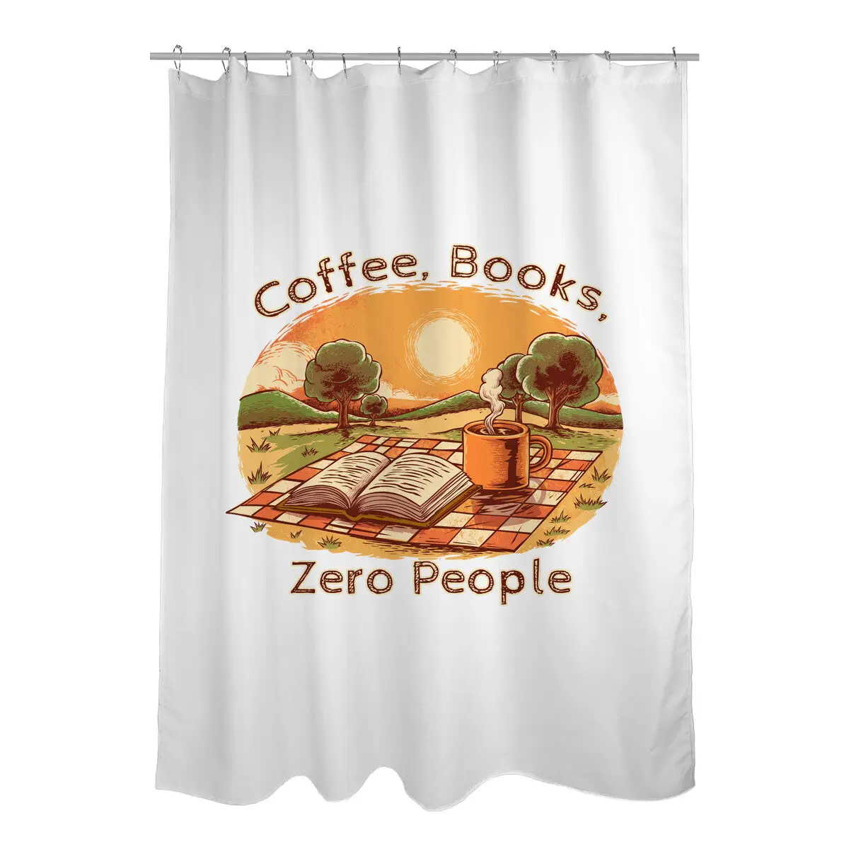 Coffee Books And Zero People Shower Curtains