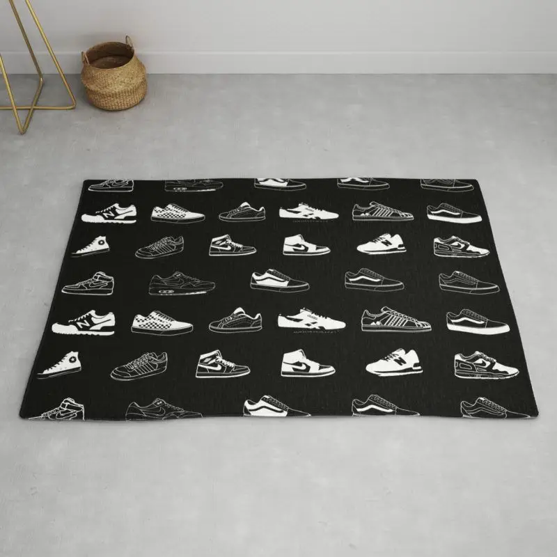 Collection Shoes Brand Black And White Sneaker Rug Home Decor