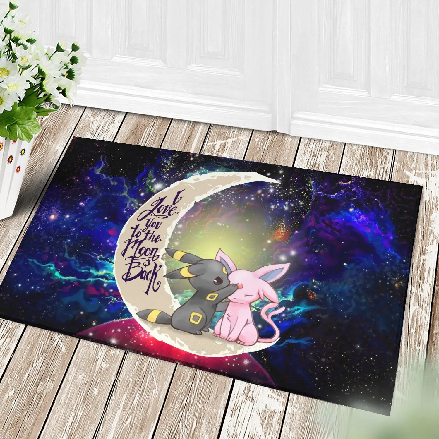 Couple Espeon Umbreon Love You To The Moon Galaxy Back Doormat Home Decor
