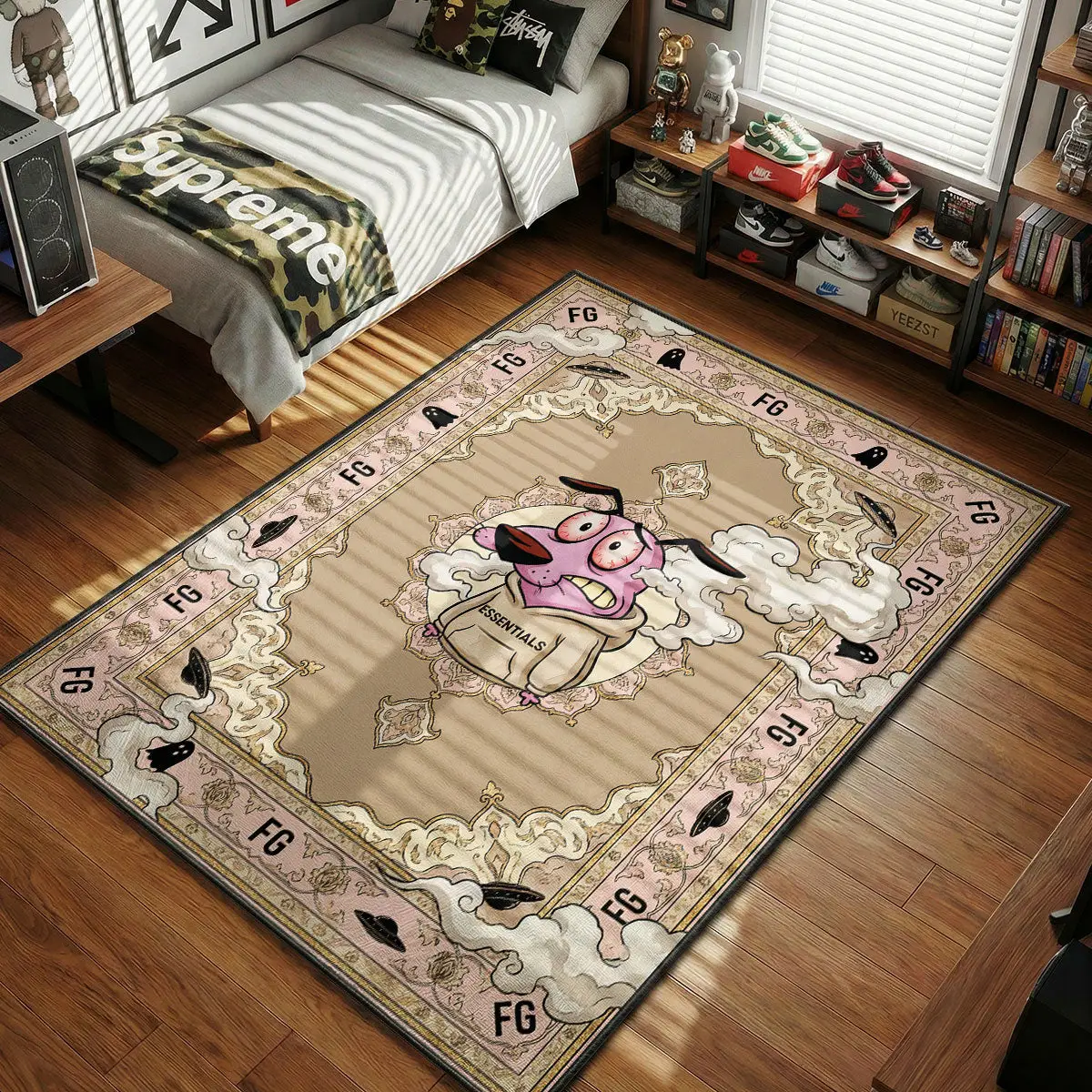 Courage the Cowardly Dog Fear of God Essentials Rug - Hypebeast Floor Mat