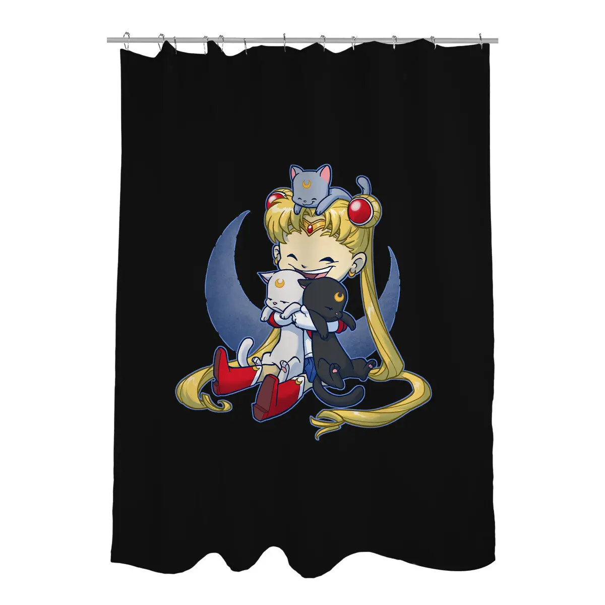 Crazy Moon Cat Lady Shower Curtains