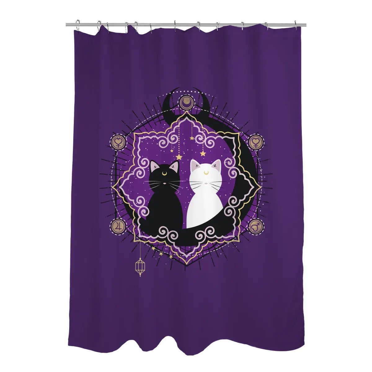 Crescent Moon Cats Shower Curtains