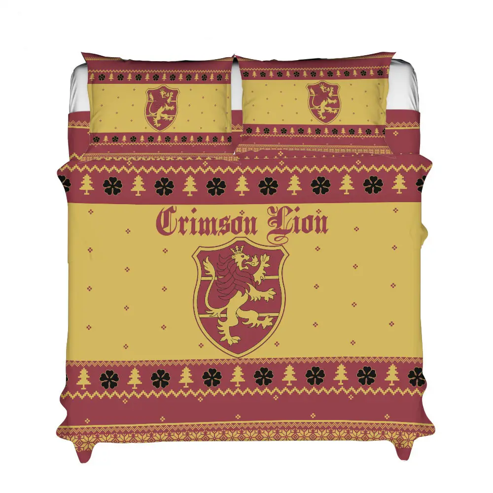 Crimson Lion Xmas Polyester Duvet Cover Set