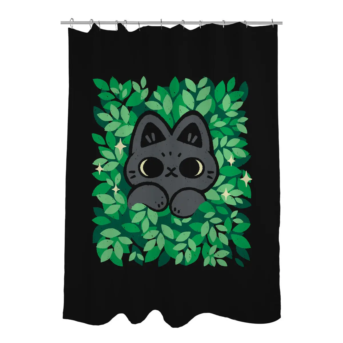 Cute Black Cat Peeking Shower Curtains